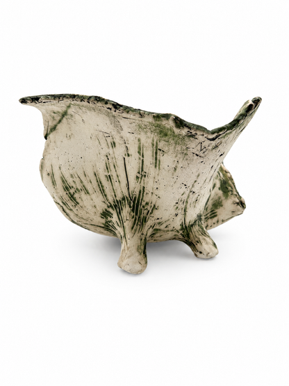 Freeform Ceramic Bowl, green texture