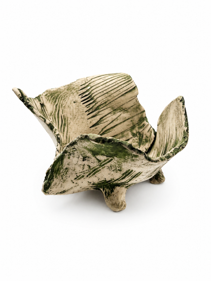 Freeform Ceramic Bowl, green texture