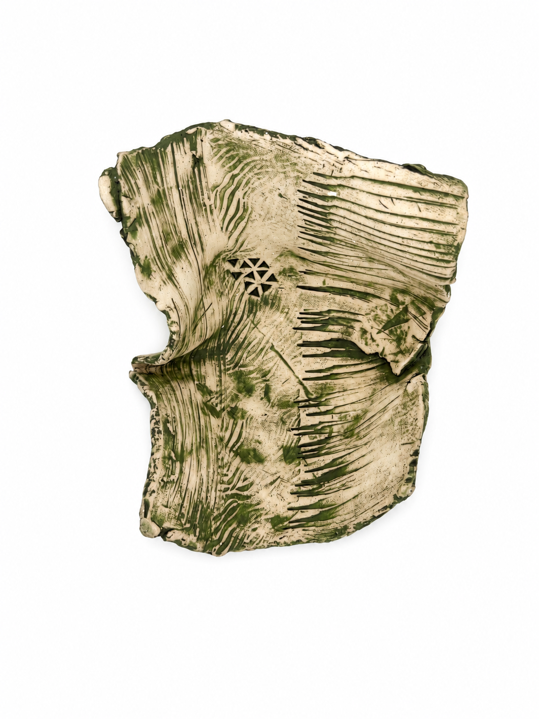 Freeform Ceramic Bowl, green texture