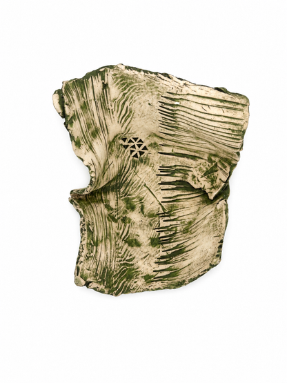 Freeform Ceramic Bowl, green texture
