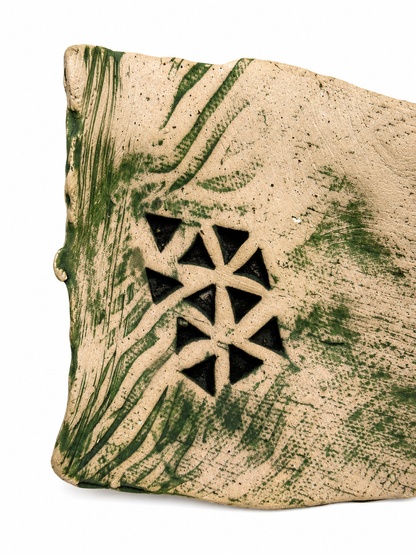 Freeform Ceramic Bowl, green texture