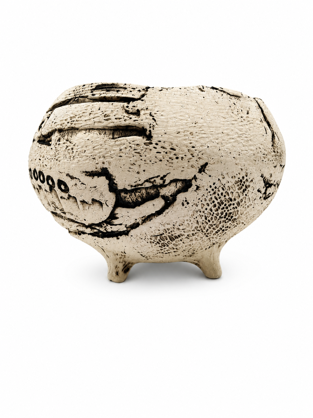 Ceramic Bowl, cream with blackish accents