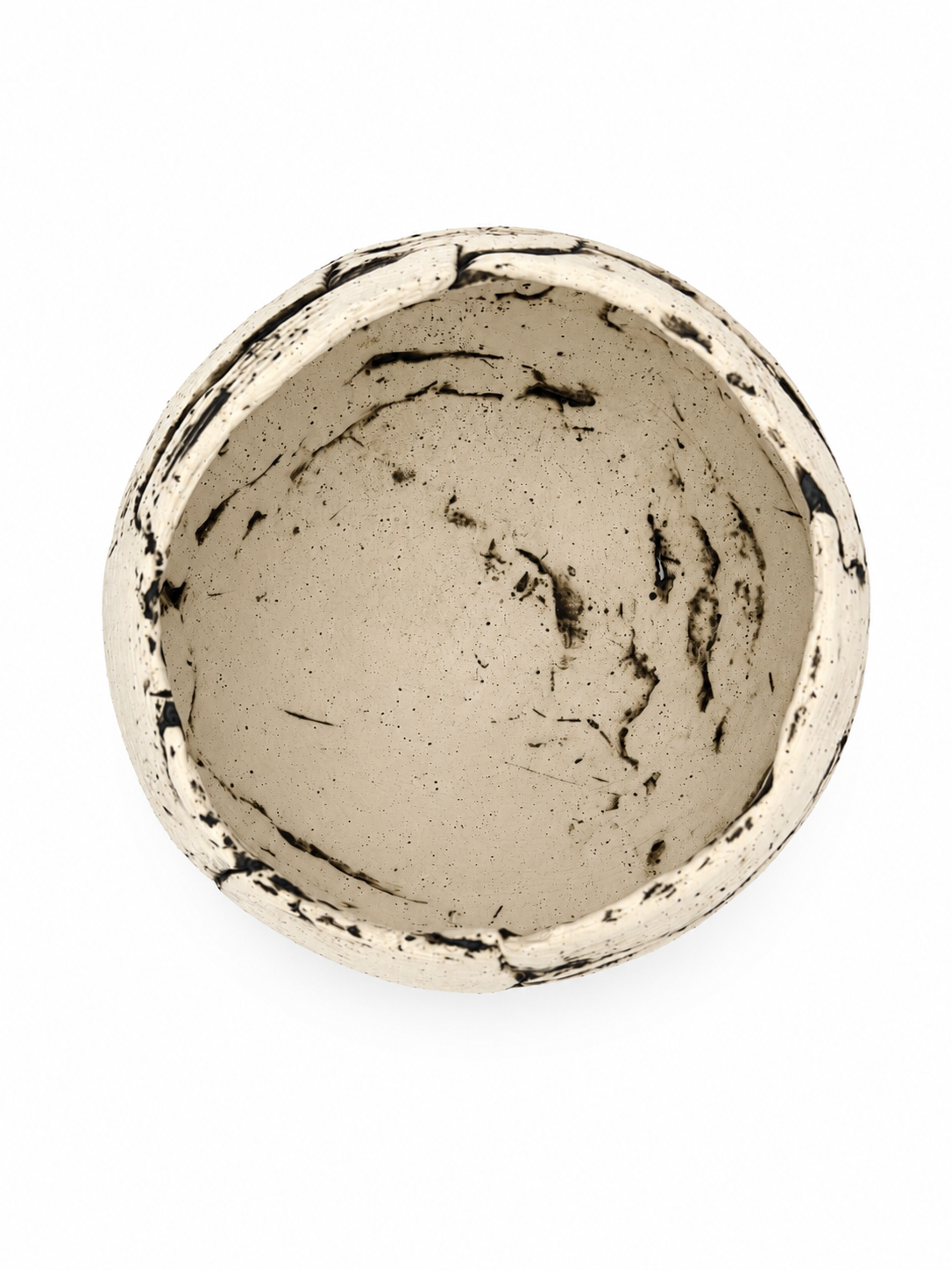 Ceramic Bowl, cream with blackish accents