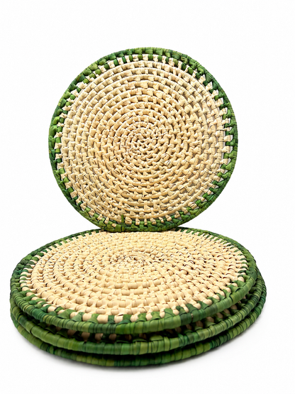 Thatch Placemats, green trim (set of 4)